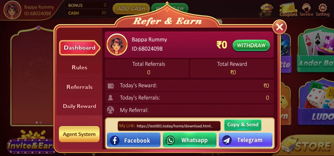 Bappa Rummy Refer & Earn