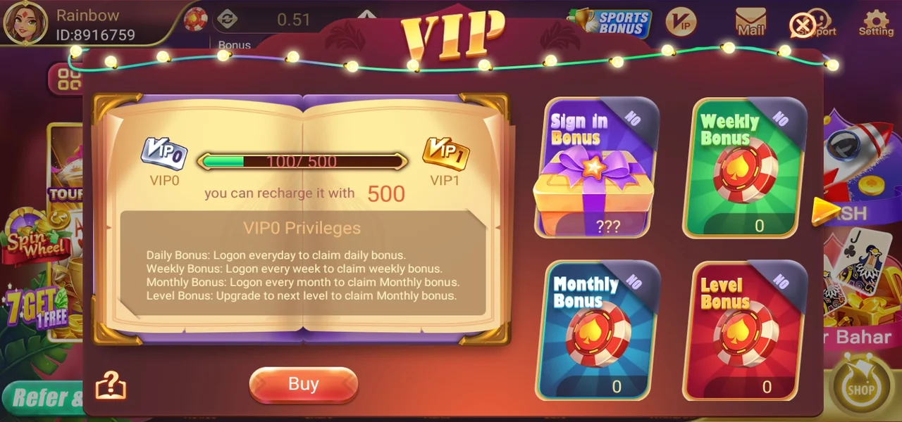 Rainbow Rummy VIP Features