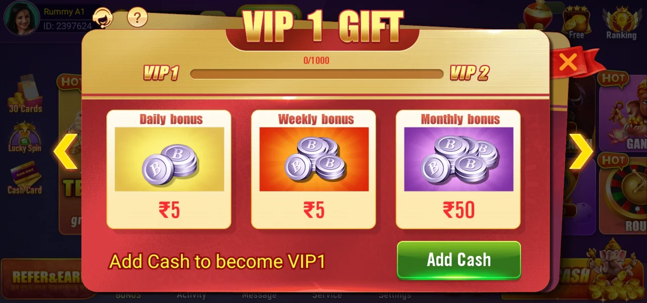 A1 Rummy VIP Features