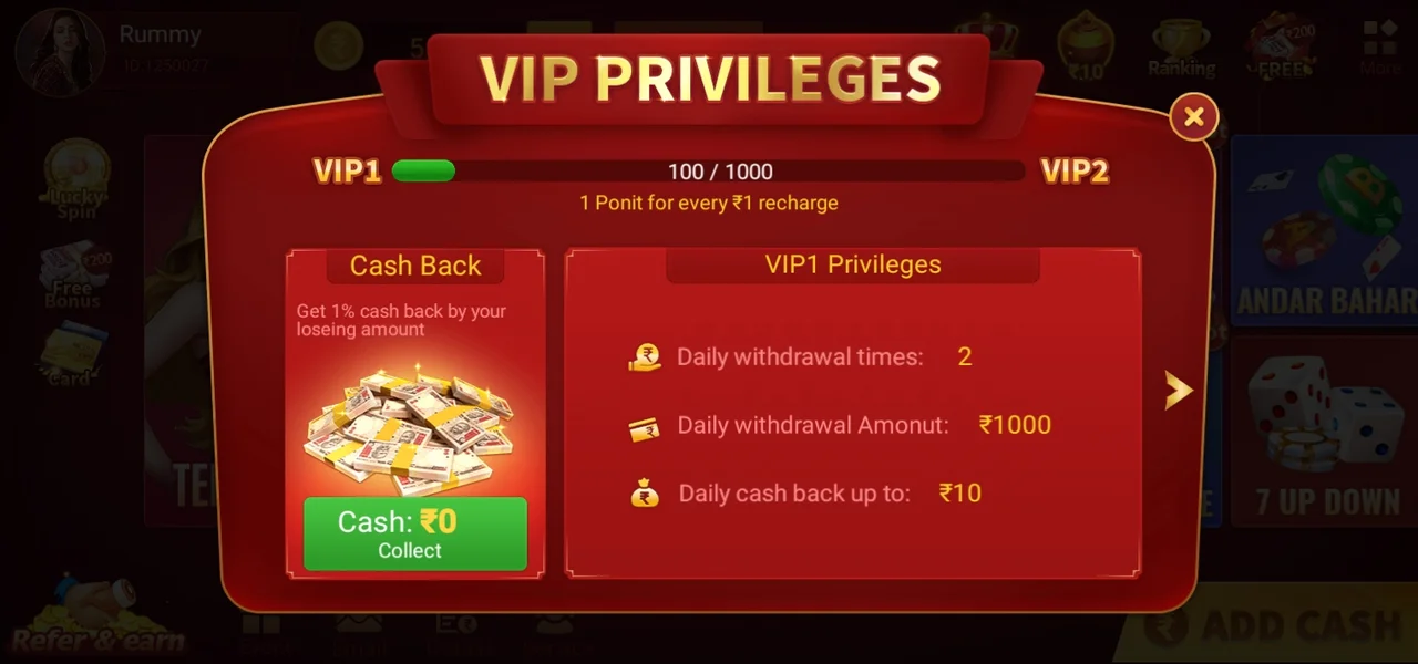 Rummy Bharat VIP Features