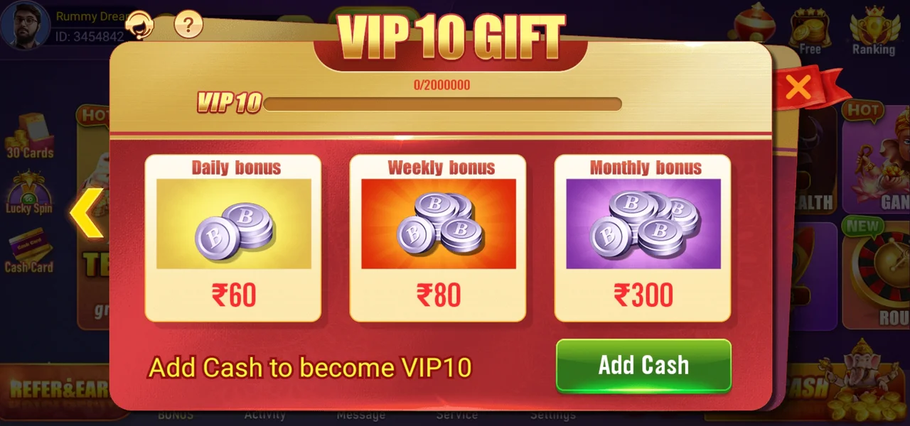 Rummy Dream VIP Features