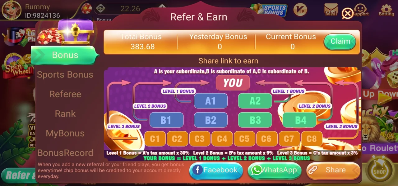 Rummy East Refer & Earn