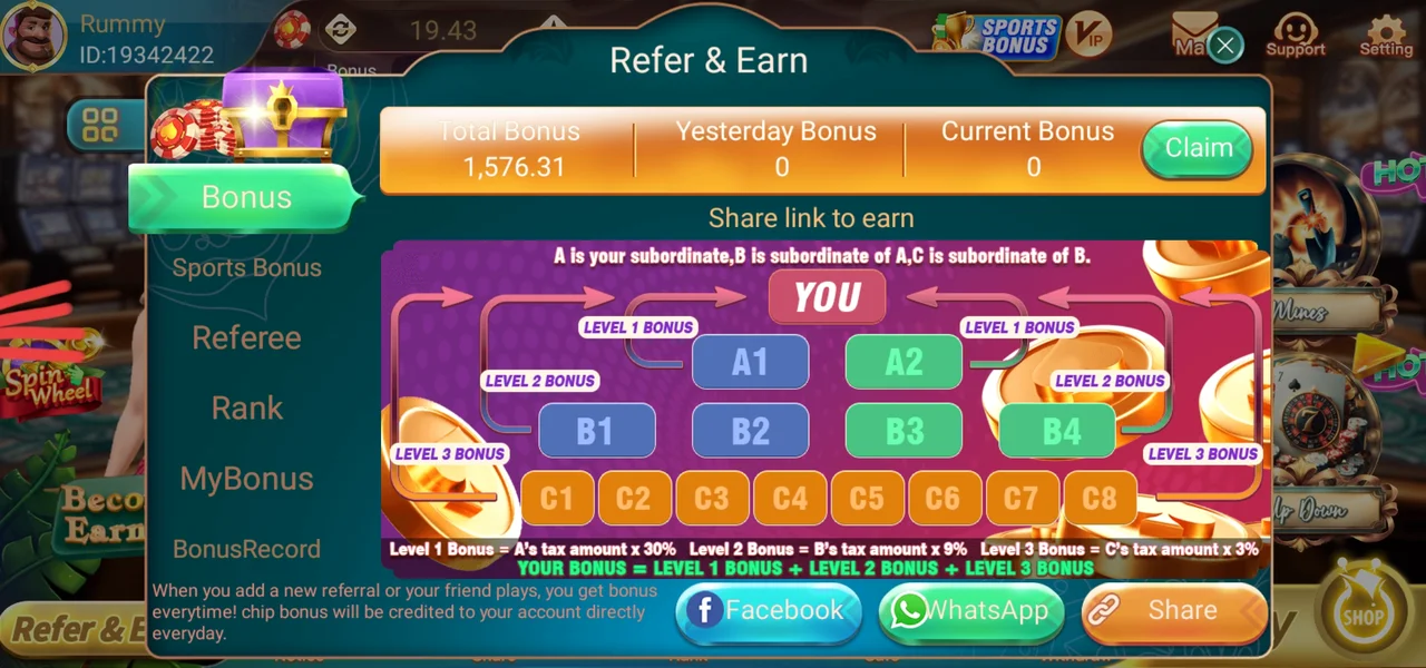 Rummy Gems Refer & Earn