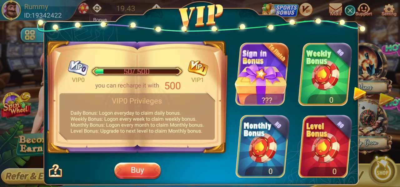 Rummy Gems VIP Features