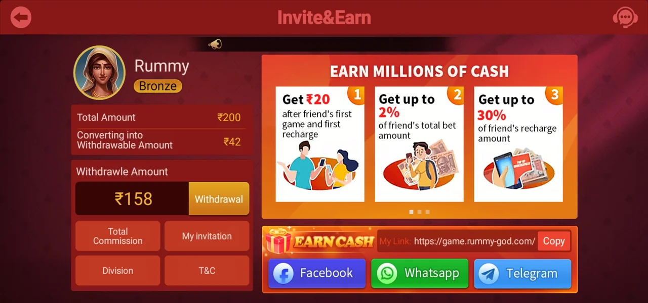 Rummy God Refer & Earn