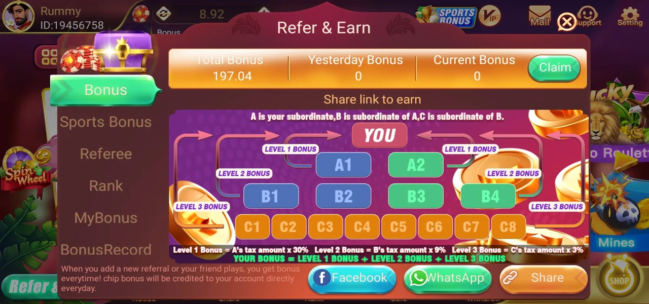 Rummy Golds Refer & Earn