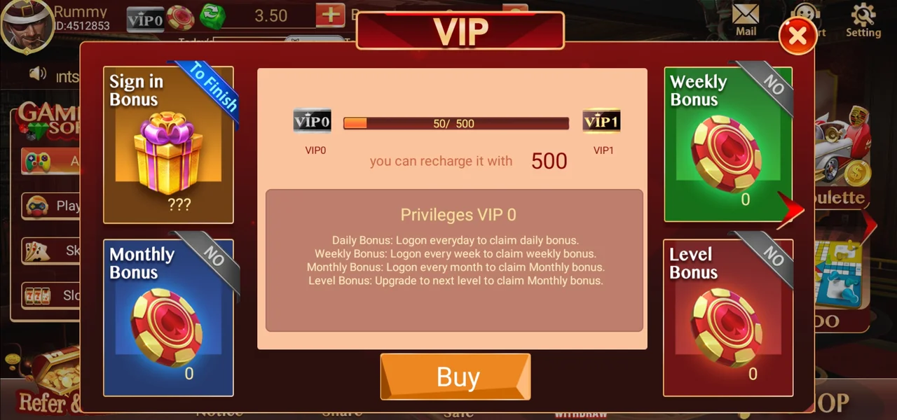 Rummy Google VIP Features