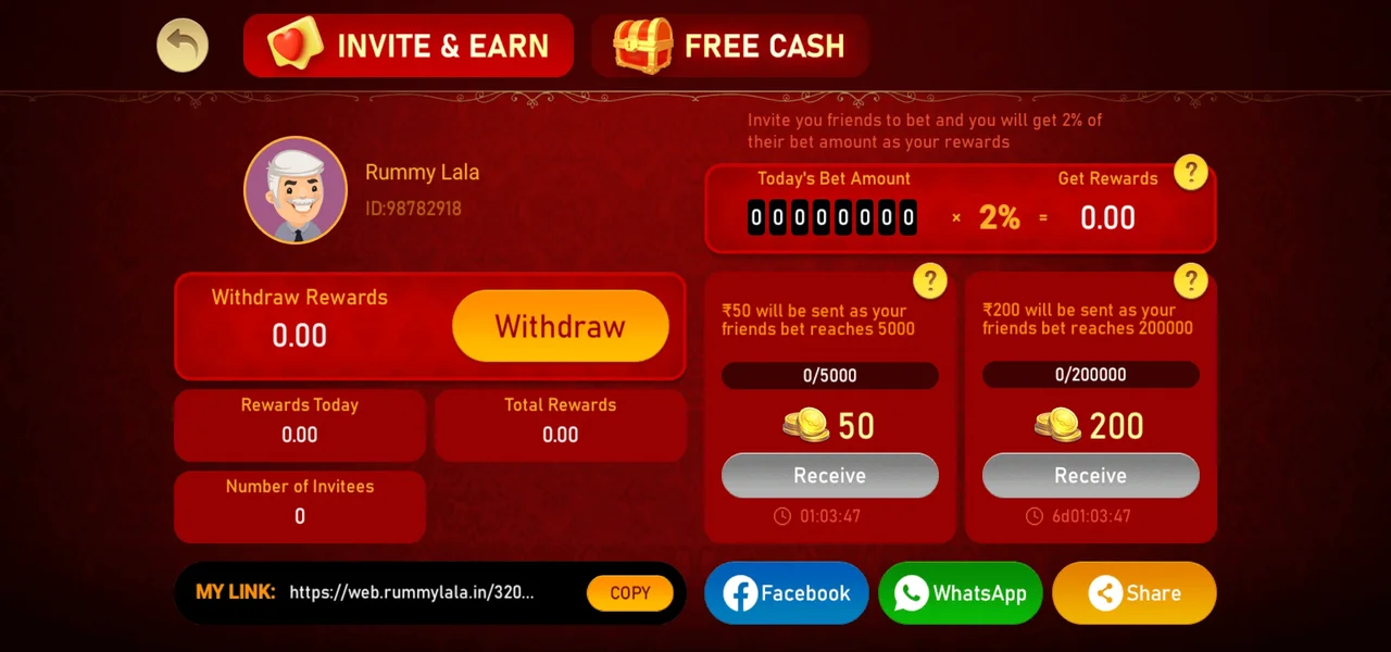 Rummy Lala Refer & Earn