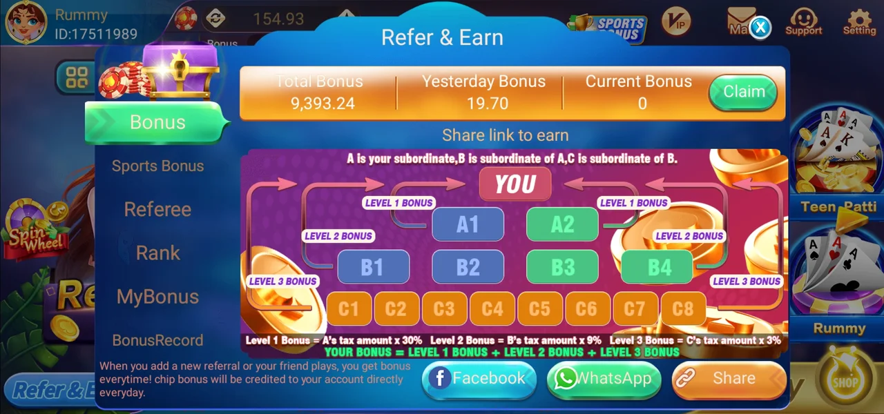 Rummy Meet Refer & Earn