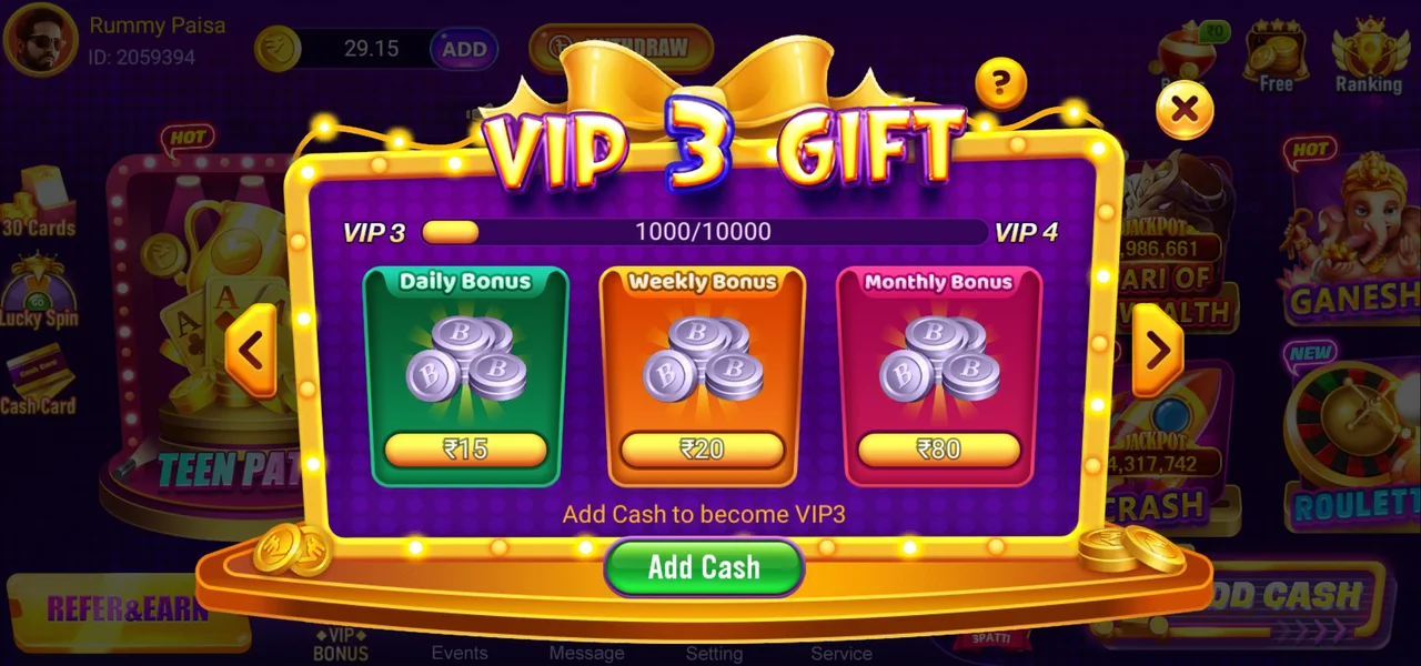 Rummy Paisa VIP Features