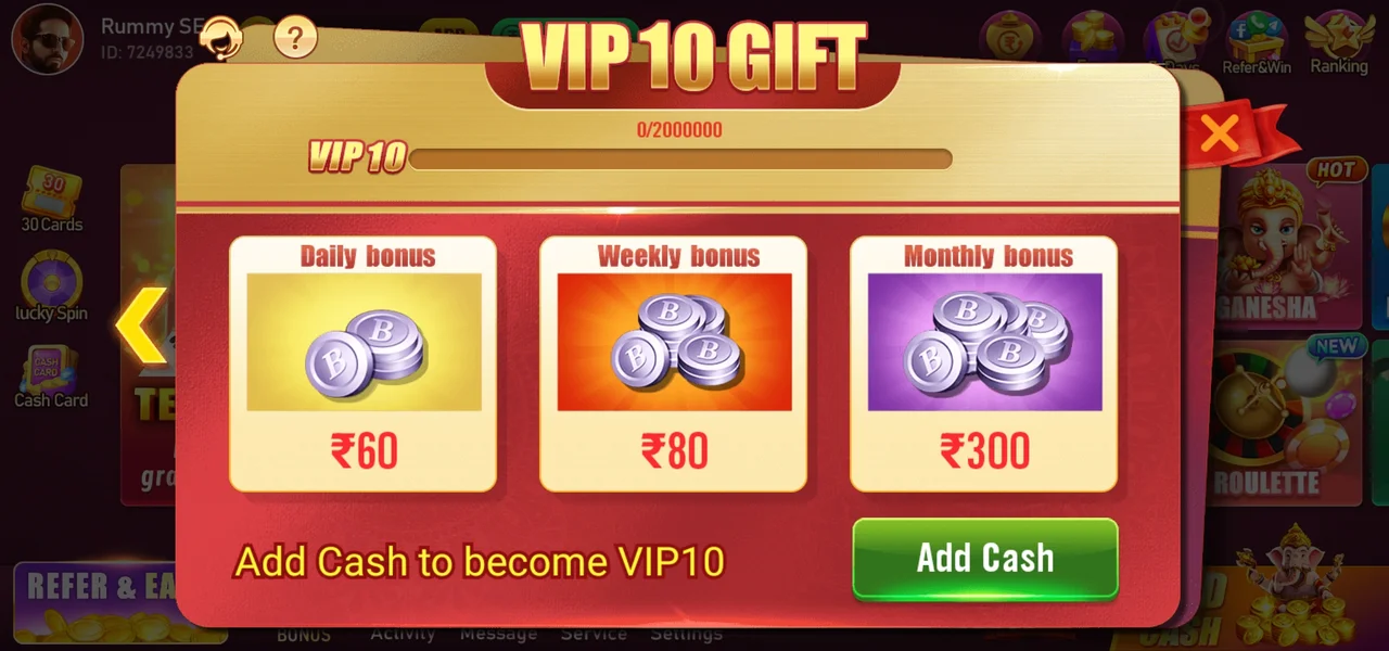 Rummy SE VIP Features