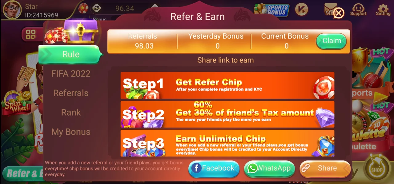 Rummy Star Refer & Earn