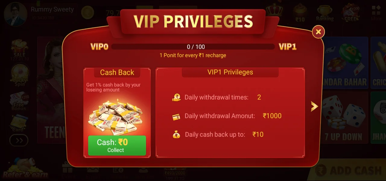 Rummy Sweety VIP Features