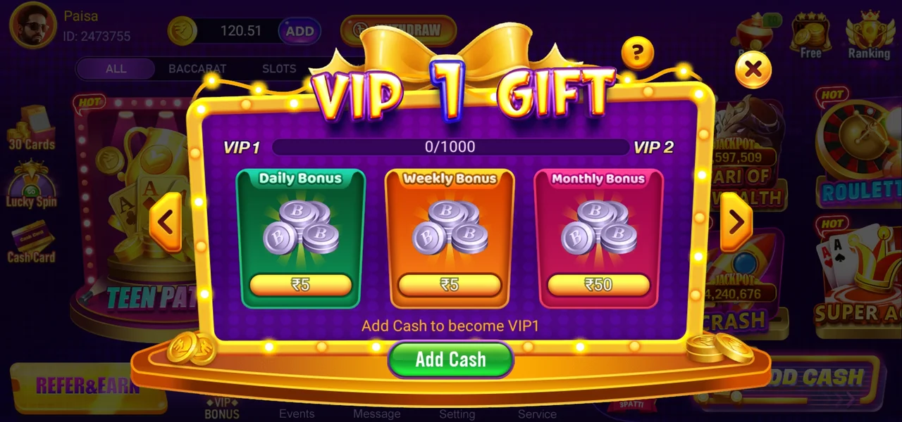 Teen Patti Paisa VIP Features